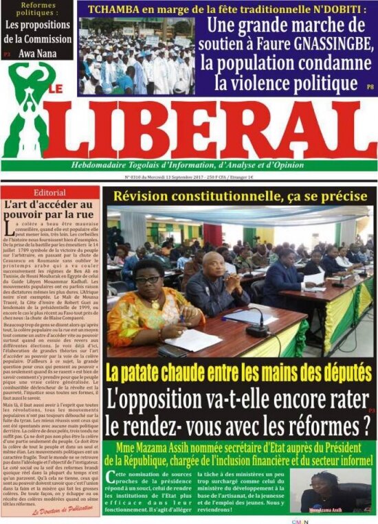 LE LIBERAL N°0310 DU MERCREDI 13 SEPTEMBRE 2017