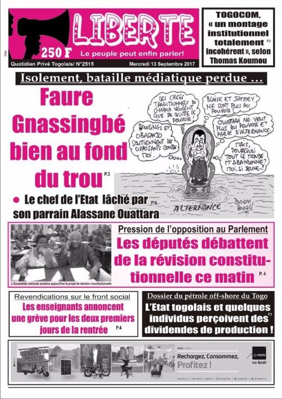 LIBERTE N°2515 DU MERCREDI 13 SEPTEMBRE 2017